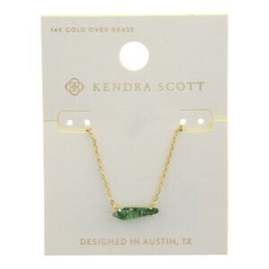 Kendra Scott‎ Indie Necklace 14K Gold Over Brass Teal Glass NEW